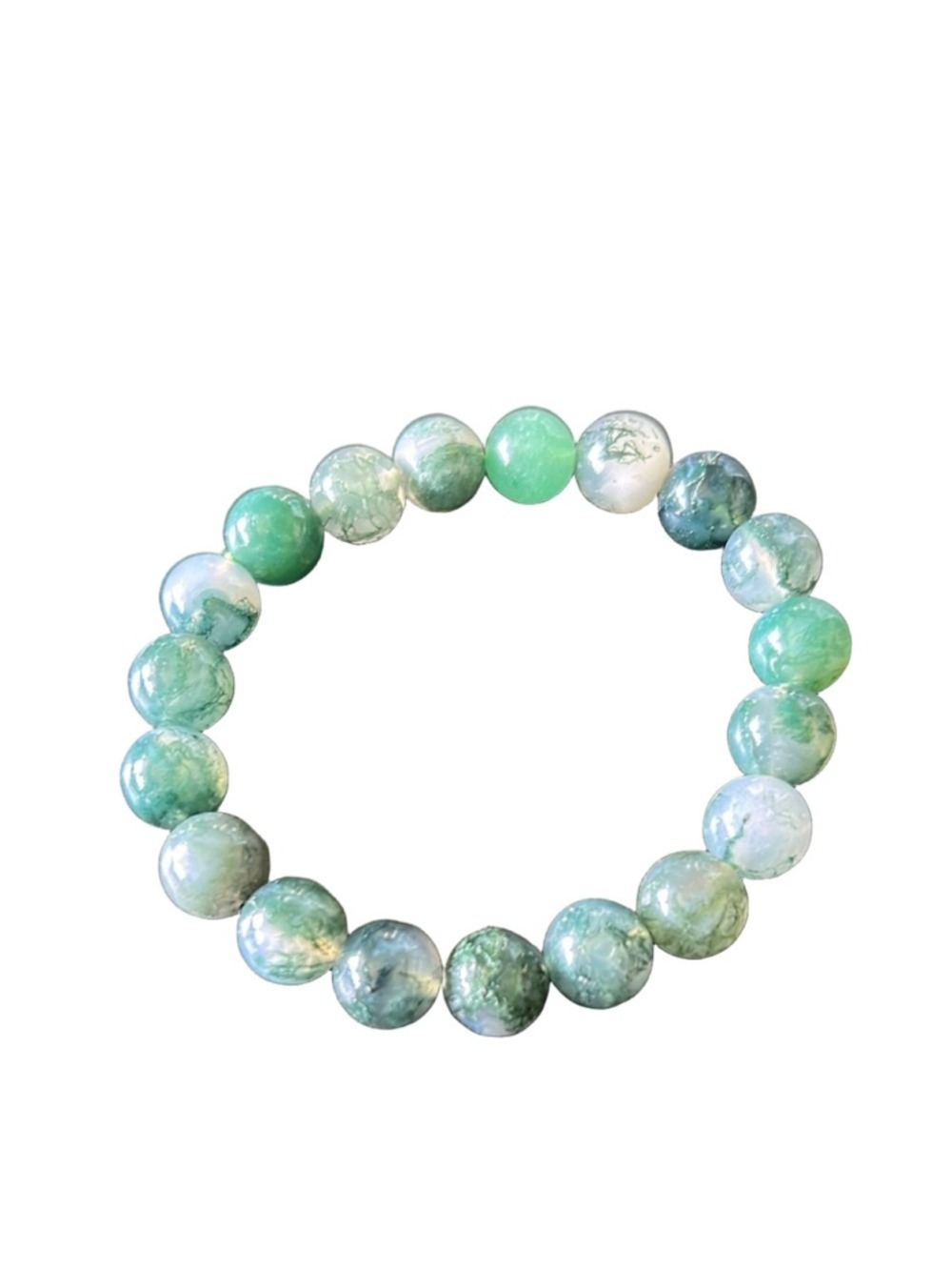 Green Moss Agate Beaded Bracelet for healing, growth and renewal